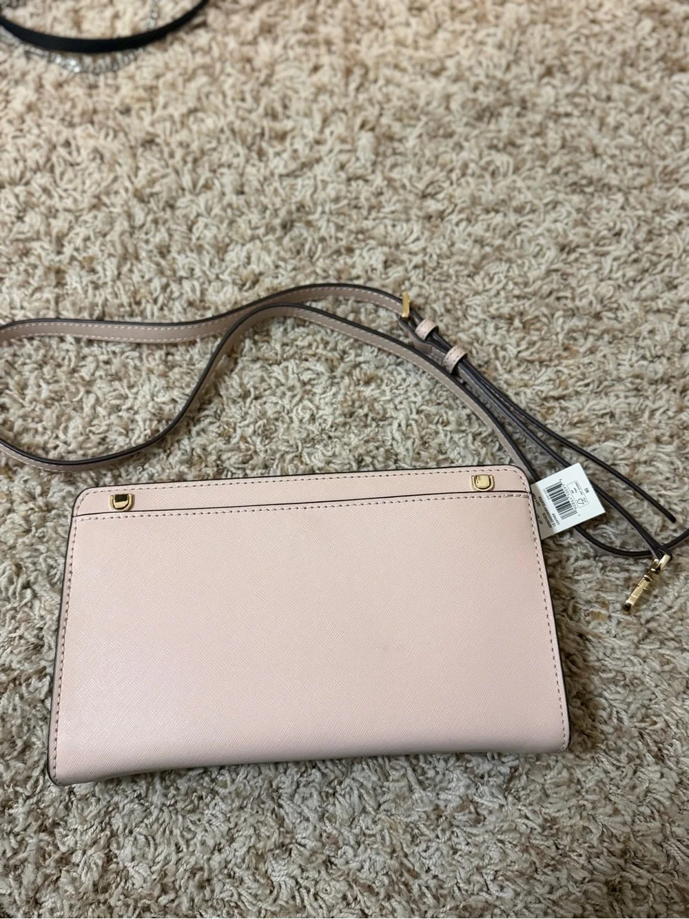 MICHAEL KORS Blush Pink Saffiano Crossbody Wallet with Adjustable Strap